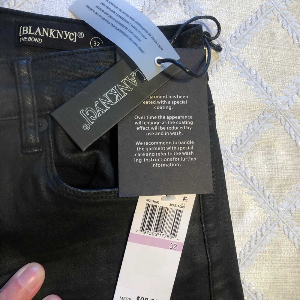 Blanknyc coated black zippered ankle jeans NWT size 32 (14) style:the bond - Picture 3 of 6